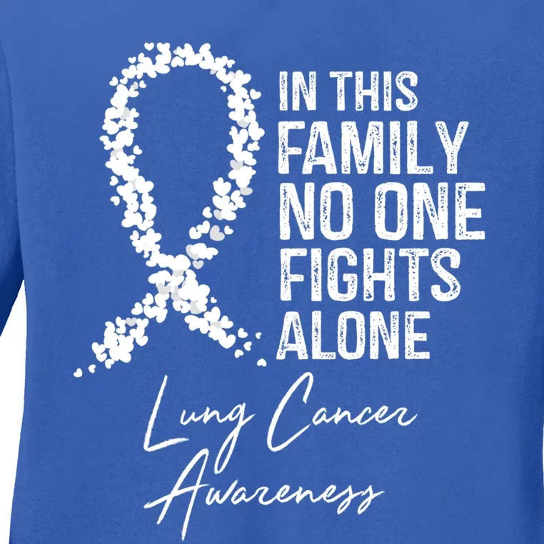 Lung Cancer Awareness In This Family No One Fights Alone Gift Ladies Long Sleeve Shirt