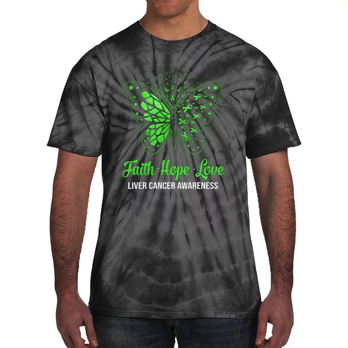 Liver Cancer Awareness Green Ribbon Religious Butterflies Gift Tie-Dye T-Shirt