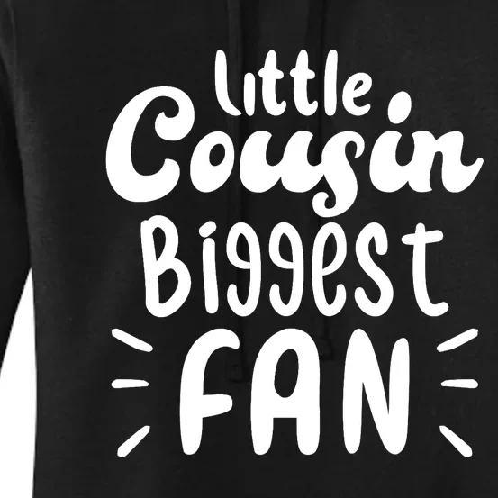 Little Cousin Biggest Fan Cute Matching Football Family Women's Pullover Hoodie