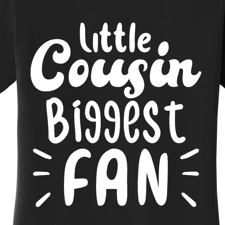 Little Cousin Biggest Fan Cute Matching Football Family Women's T-Shirt