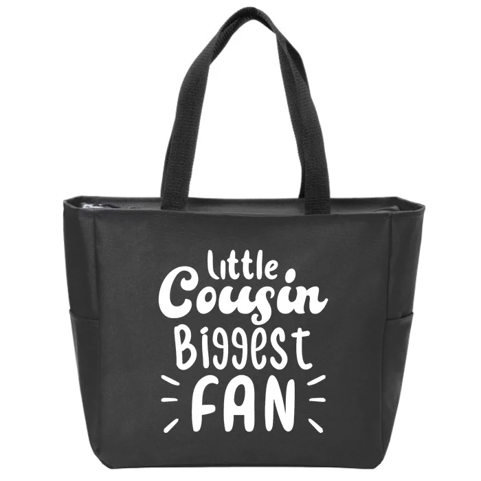 Little Cousin Biggest Fan Cute Matching Football Family Zip Tote Bag