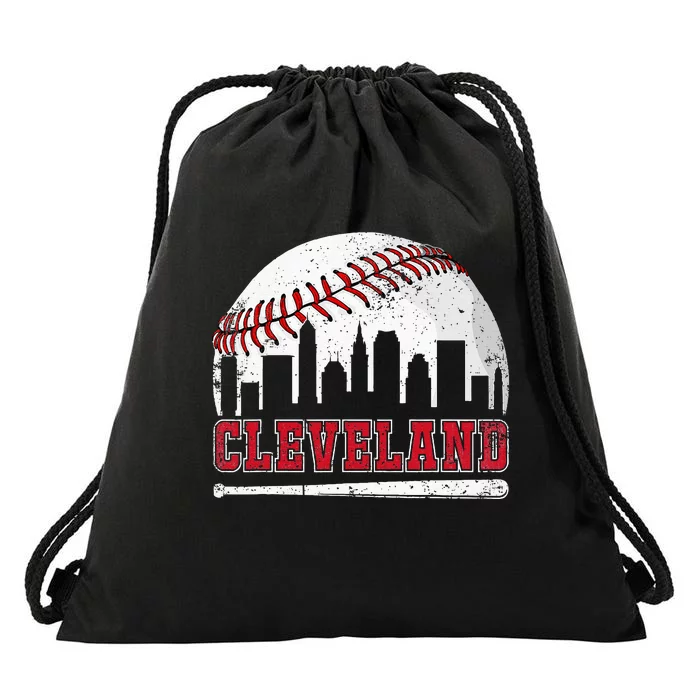 Love Cleveland Baseball Lover Player Drawstring Bag