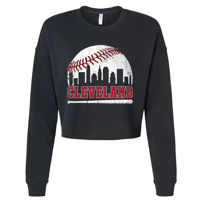 Love Cleveland Baseball Lover Player Cropped Pullover Crew