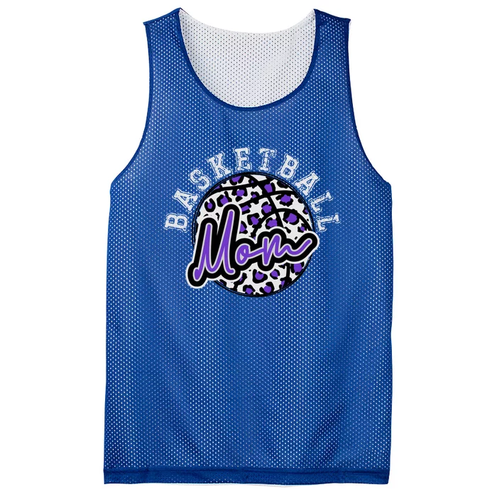 Leopard Cheetah Basketball Mom Family Purple Trendy Spirit Gift Mesh Reversible Basketball Jersey Tank