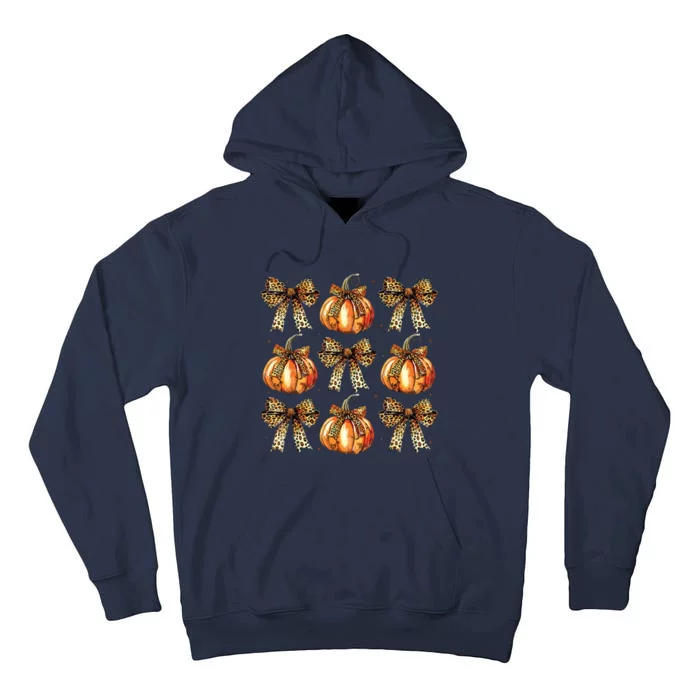 Leopard Coquette Bow Pumpkin Spooky Season Autumn Halloween Tall Hoodie