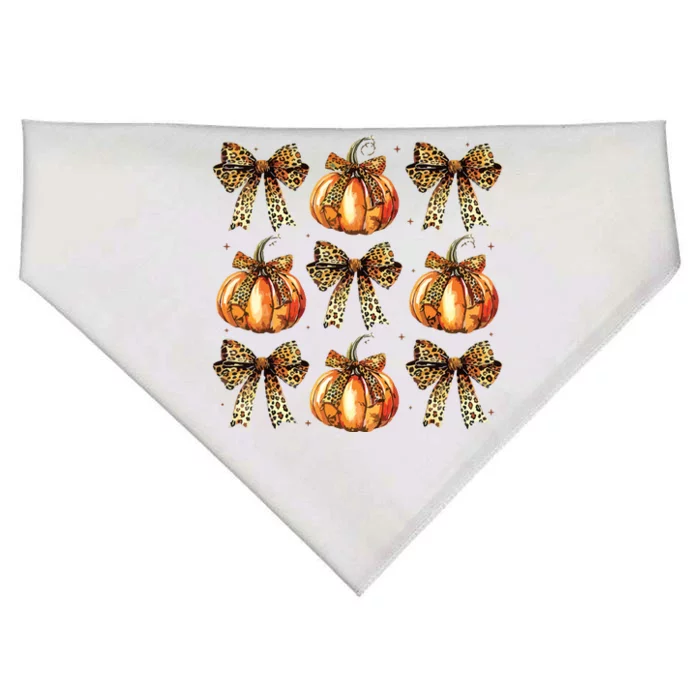 Leopard Coquette Bow Pumpkin Spooky Season Autumn Halloween USA-Made Doggie Bandana