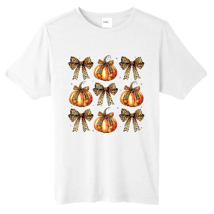 Leopard Coquette Bow Pumpkin Spooky Season Autumn Halloween ChromaSoft Performance T-Shirt