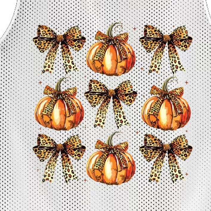 Leopard Coquette Bow Pumpkin Spooky Season Autumn Halloween Mesh Reversible Basketball Jersey Tank