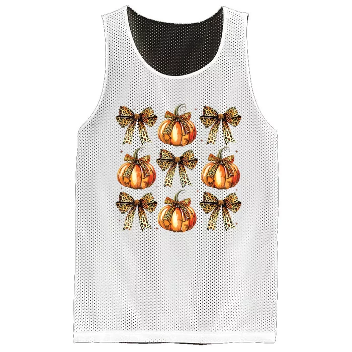 Leopard Coquette Bow Pumpkin Spooky Season Autumn Halloween Mesh Reversible Basketball Jersey Tank