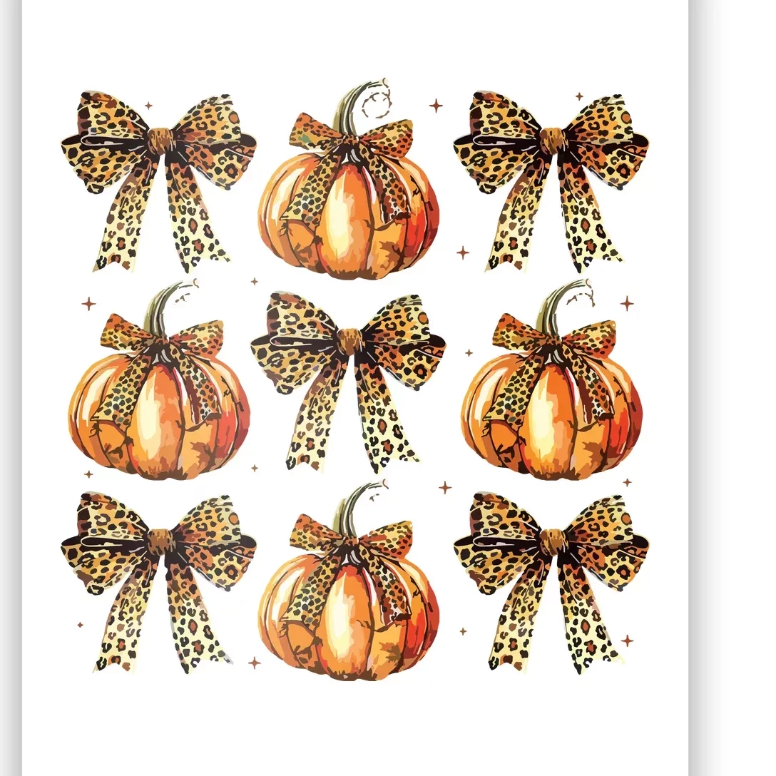 Leopard Coquette Bow Pumpkin Spooky Season Autumn Halloween Poster