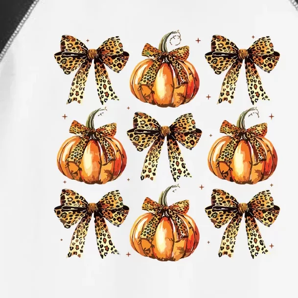 Leopard Coquette Bow Pumpkin Spooky Season Autumn Halloween Toddler Fine Jersey T-Shirt