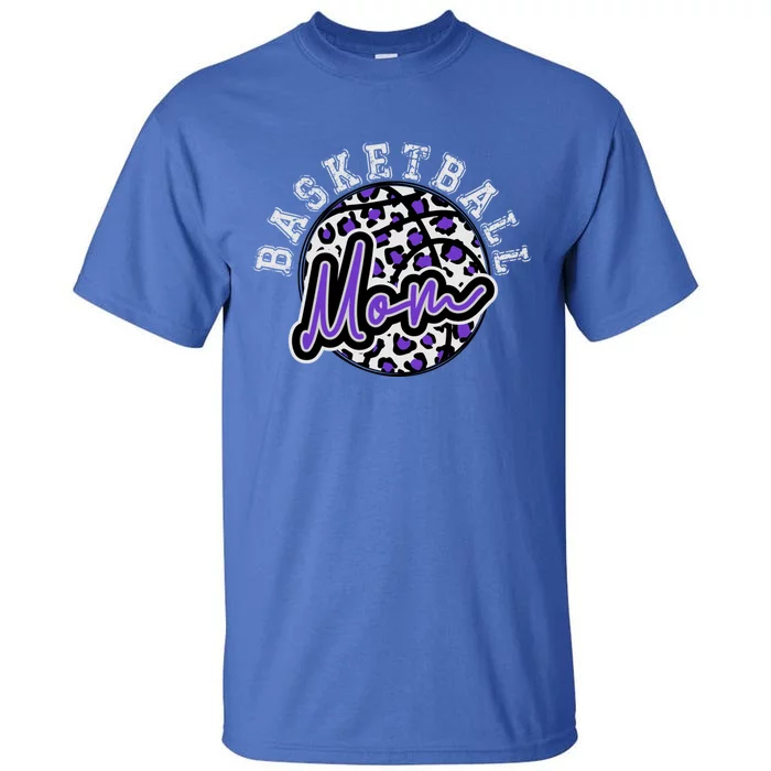 Leopard Cheetah Basketball Mom Family Purple Trendy Spirit Great Gift Tall T-Shirt