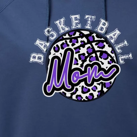 Leopard Cheetah Basketball Mom Family Purple Trendy Spirit Great Gift Performance Fleece Hoodie