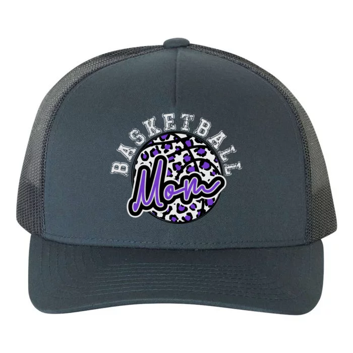 Leopard Cheetah Basketball Mom Family Purple Trendy Spirit Great Gift Yupoong Adult 5-Panel Trucker Hat