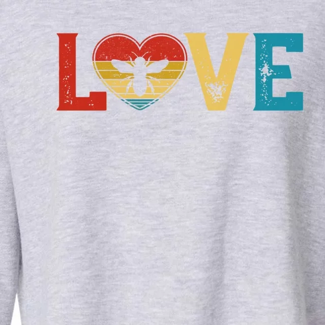 Love Cute Bee Lover Animals Heart Valentine's Day Cute Gift Cropped Pullover Crew