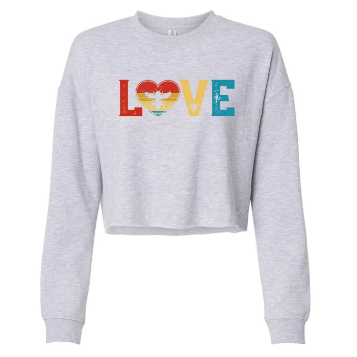 Love Cute Bee Lover Animals Heart Valentine's Day Cute Gift Cropped Pullover Crew