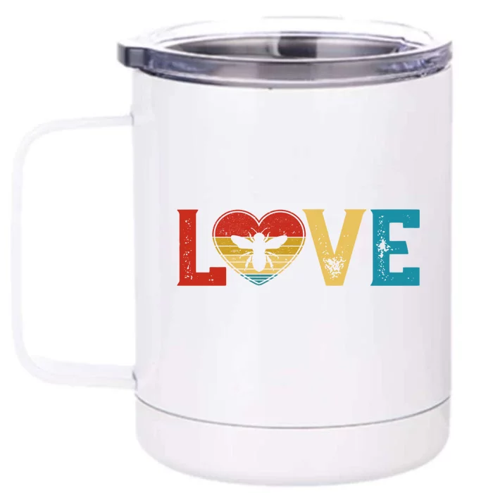 Love Cute Bee Lover Animals Heart Valentine's Day Cute Gift Front & Back 12oz Stainless Steel Tumbler Cup