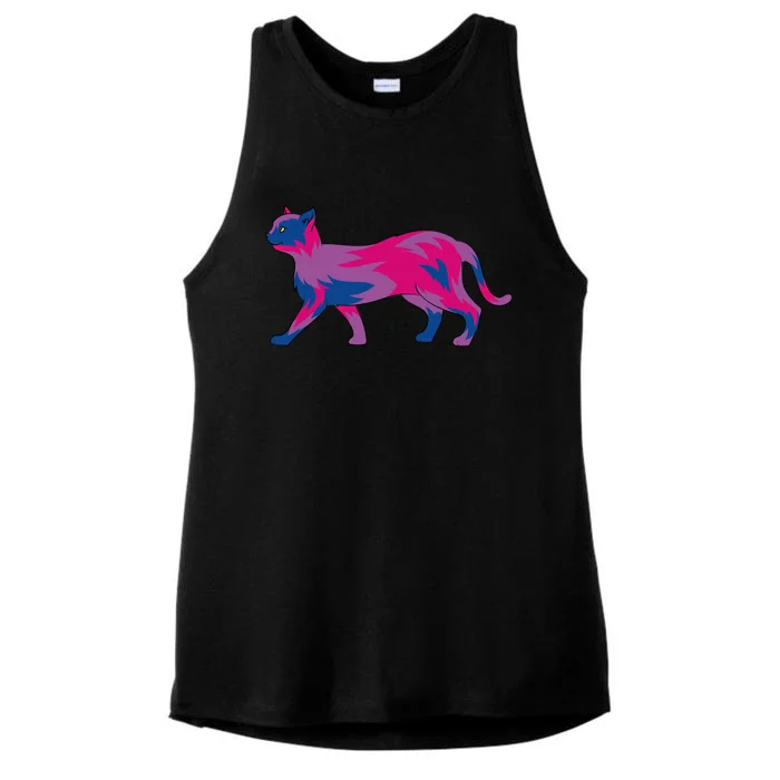 Lgbt Cat Bisexuality Flag Queer Bi Pride Month Bisexual Meaningful Gift Ladies Tri-Blend Wicking Tank