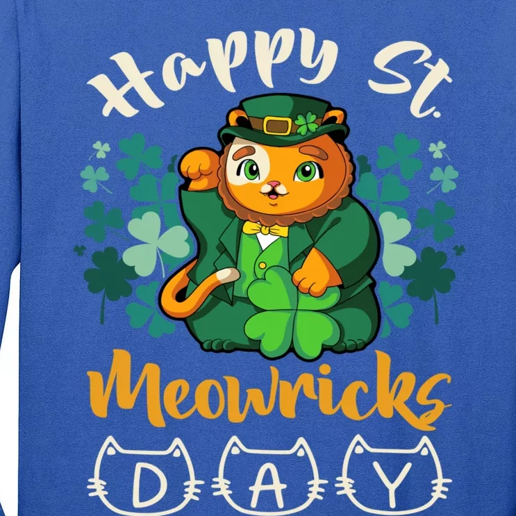 Leprechaun Cat Costume For St Patricks Day Gift Tall Long Sleeve T-Shirt