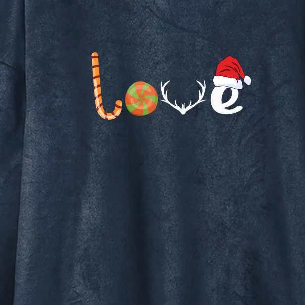 Love Candy Cane | Love Merry Christmas Hooded Wearable Blanket