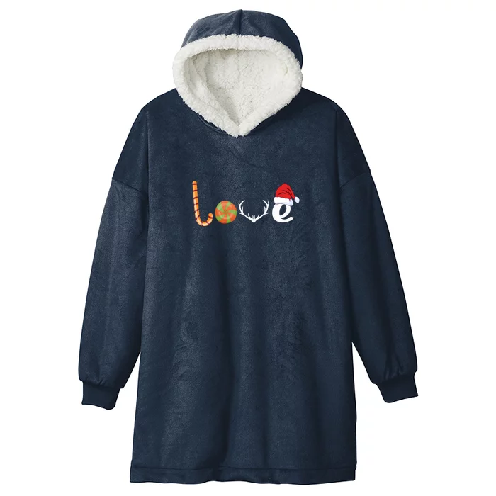 Love Candy Cane | Love Merry Christmas Hooded Wearable Blanket