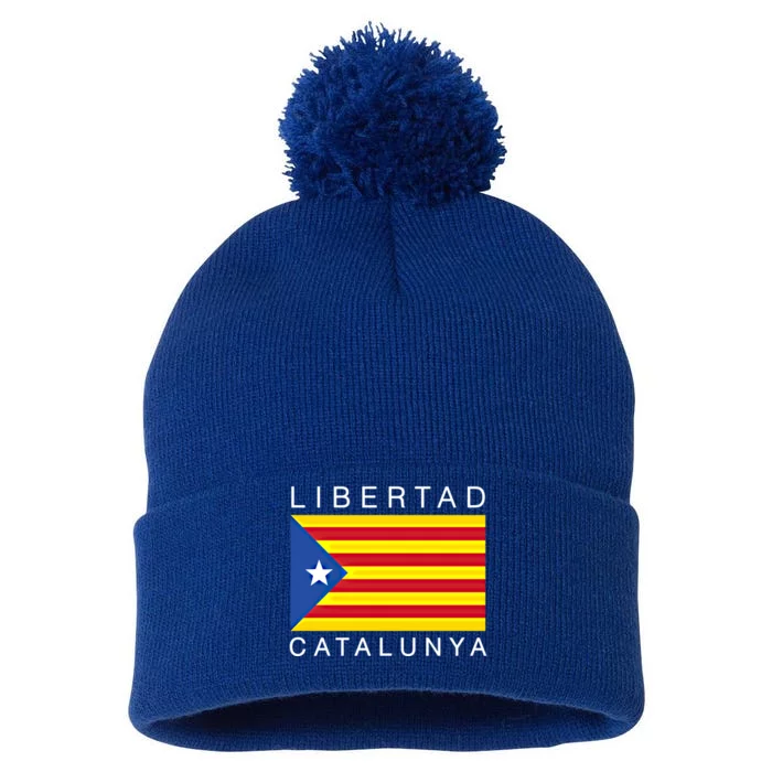 Libertad Catalunya Catalan Catalonia Independence Espana Gift Pom Pom 12in Knit Beanie