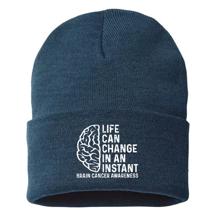 Life Can Change In An Instant Brain Cancer Awareness Sustainable Knit Beanie