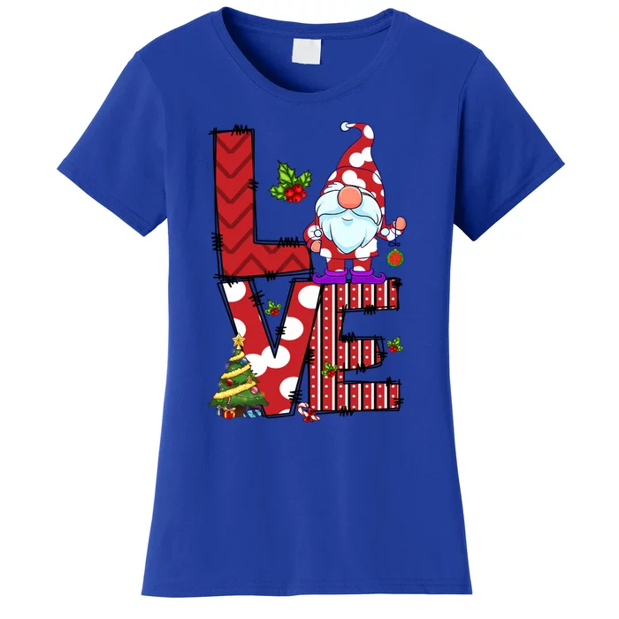 Love Christmas Cute Gnome Buffalo Plaid Xmas Pajama Funny Gift Women's T-Shirt