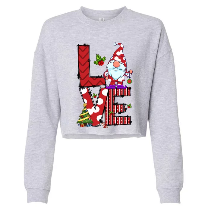 Love Christmas Cute Gnome Buffalo Plaid Xmas Pajama Funny Gift Cropped Pullover Crew