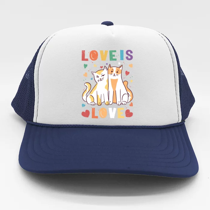 Love Cat Couple Gift Love Is Love Gift Valentine's Day Gift Trucker Hat