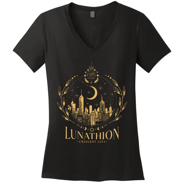 Lunathion Crescent City Women's V-Neck T-Shirt