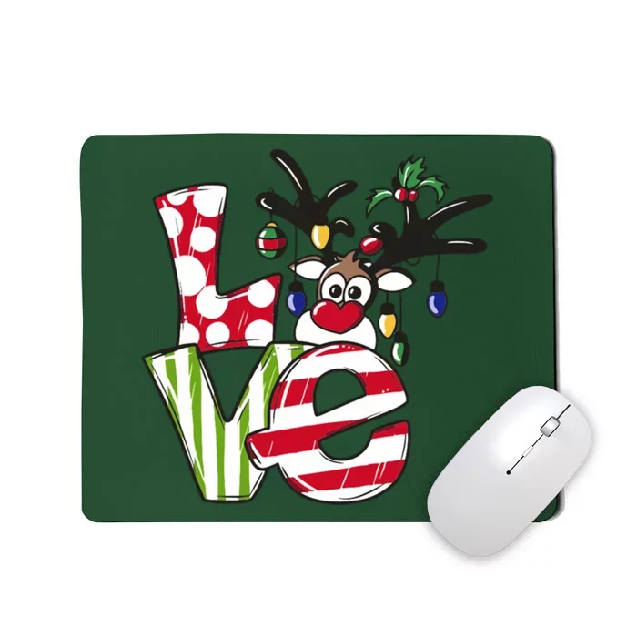 Love Christmas Cute Reindeer Mousepad