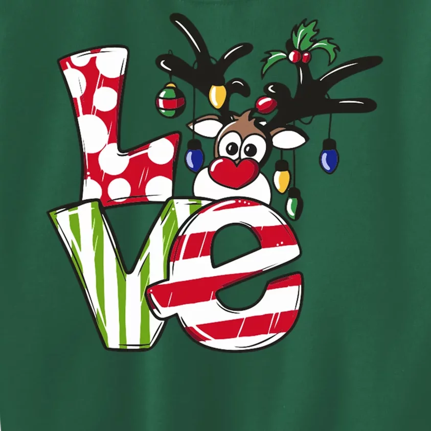 Love Christmas Cute Reindeer Kids Sweatshirt