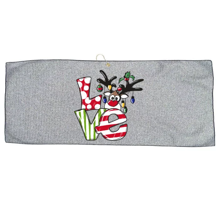 Love Christmas Cute Reindeer Large Microfiber Waffle Golf Towel