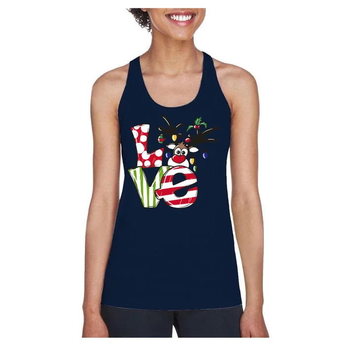 Love Christmas Cute Reindeer Women's Racerback Tank