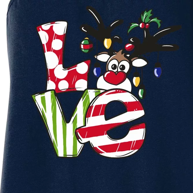 Love Christmas Cute Reindeer Women's Racerback Tank