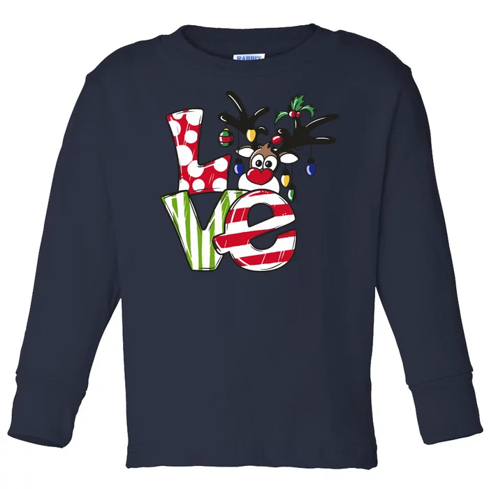 Love Christmas Cute Reindeer Toddler Long Sleeve Shirt