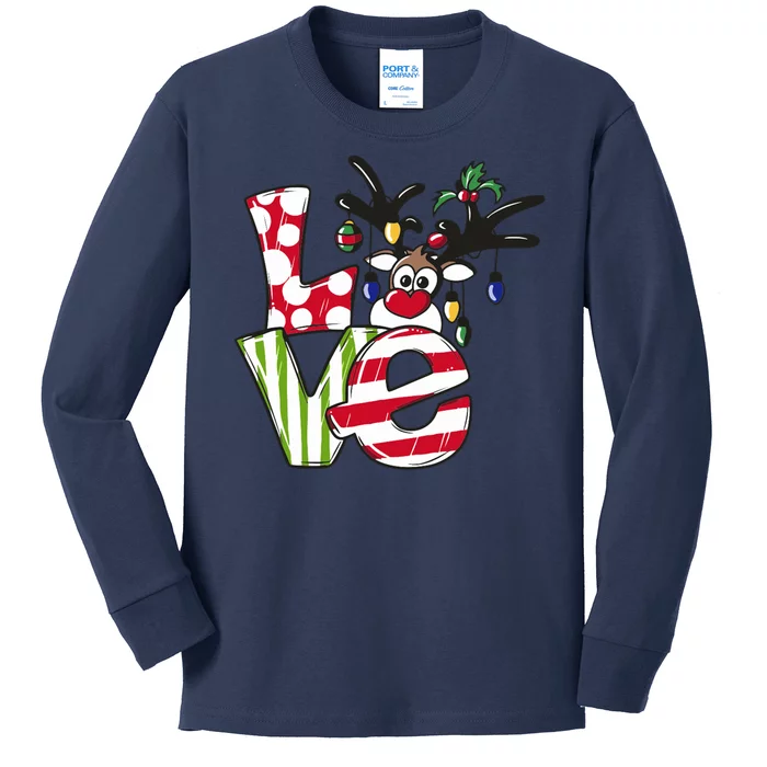 Love Christmas Cute Reindeer Kids Long Sleeve Shirt