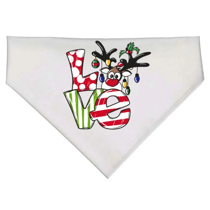 Love Christmas Cute Reindeer USA-Made Doggie Bandana