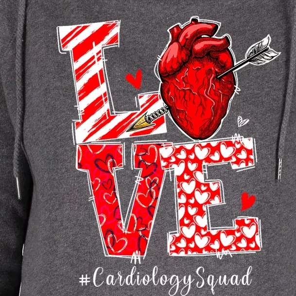 Love Cardiology Cardiac Nurse Valentines Day Womens Funnel Neck Pullover Hood