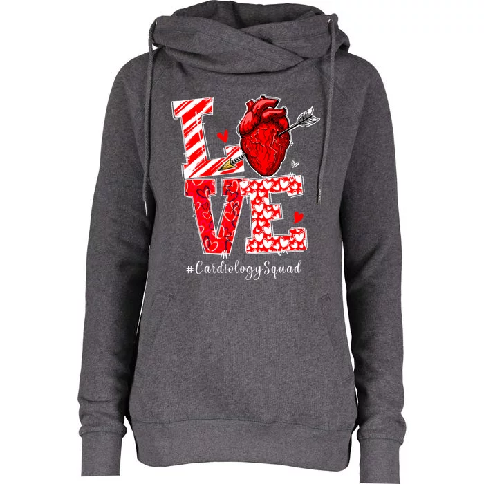 Love Cardiology Cardiac Nurse Valentines Day Womens Funnel Neck Pullover Hood