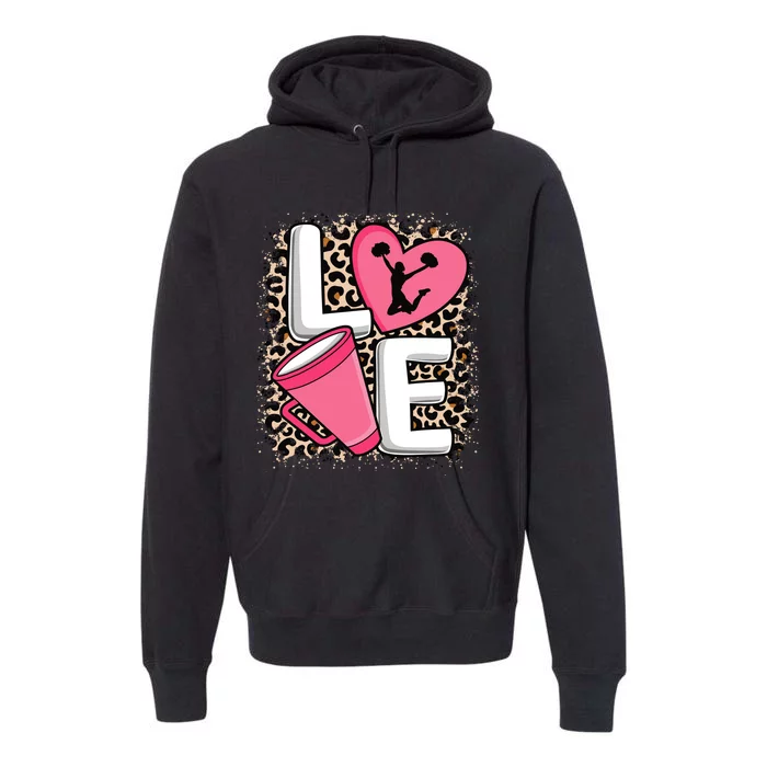 Love Cheer Cheerleader Cheerleading Outfit Premium Hoodie