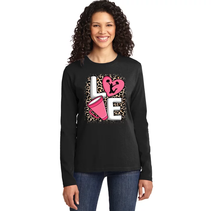 Love Cheer Cheerleader Cheerleading Outfit Ladies Long Sleeve Shirt