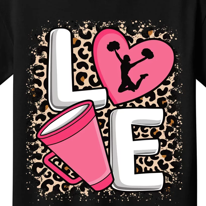 Love Cheer Cheerleader Cheerleading Outfit Kids T-Shirt