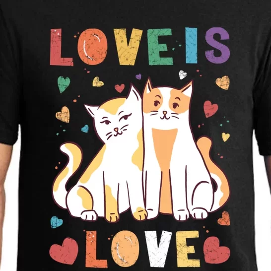 Love Cat Couple Gift Love Is Love Gift Valentine's Day Meaningful Gift Pajama Set