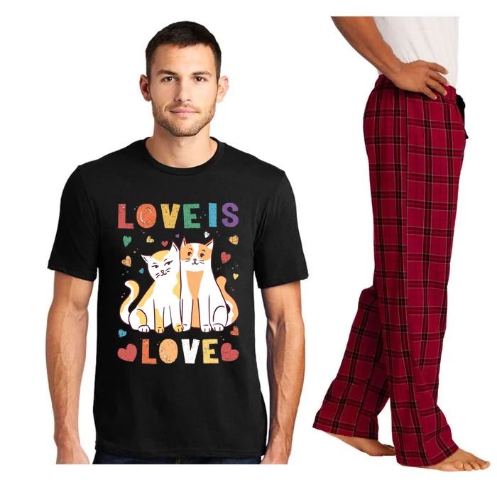 Love Cat Couple Gift Love Is Love Gift Valentine's Day Meaningful Gift Pajama Set