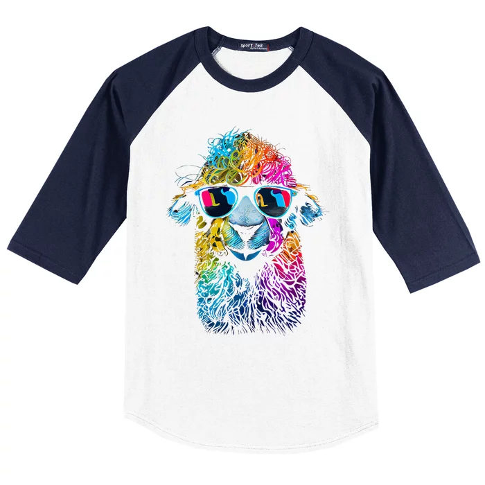 Lama Colorful Cool Alpaca Alpacalover Baseball Sleeve Shirt