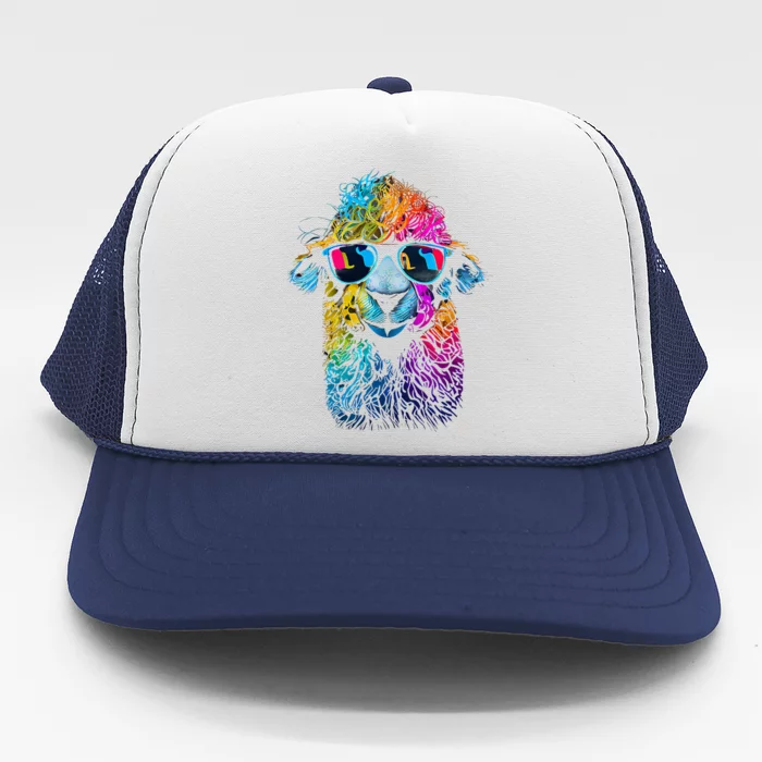 Lama Colorful Cool Alpaca Alpacalover Trucker Hat