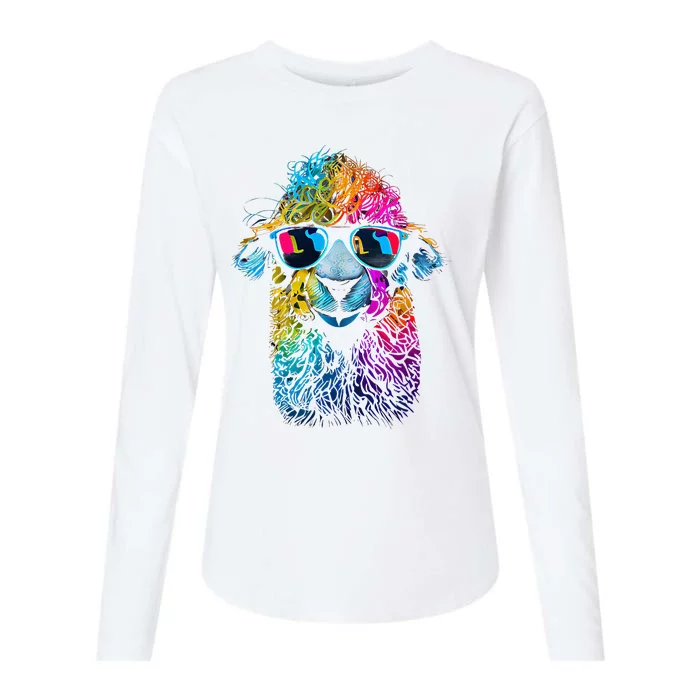 Lama Colorful Cool Alpaca Alpacalover Womens Cotton Relaxed Long Sleeve T-Shirt