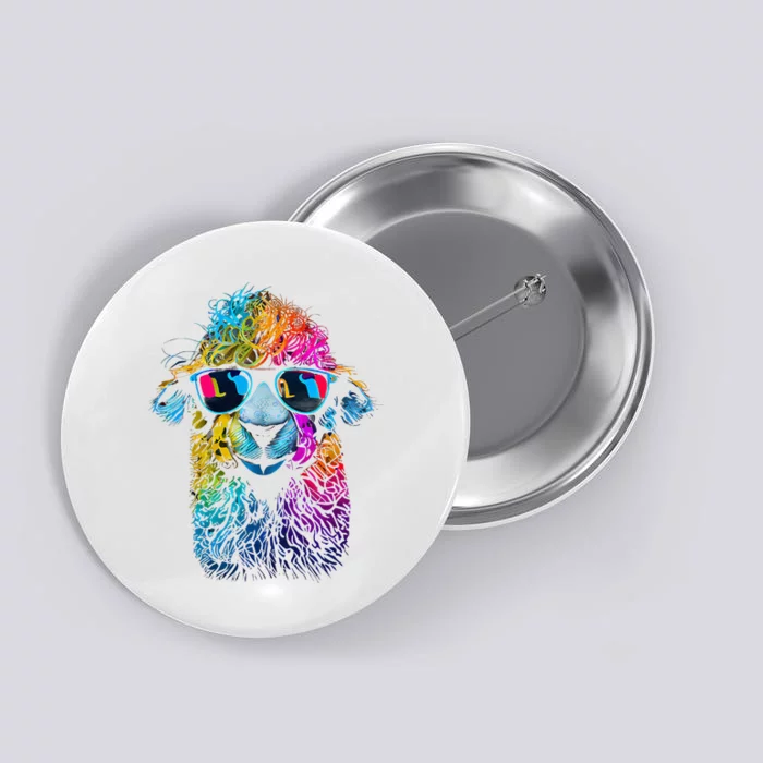 Lama Colorful Cool Alpaca Alpacalover Button